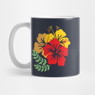 Vintage Hawaiian 1950's Tropical Hibiscus Colorful Flowers Bouquet Mug